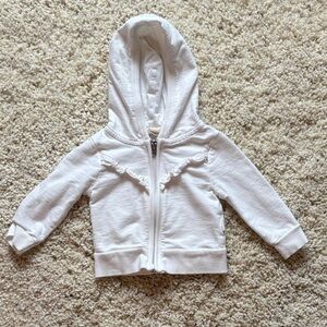 Burts Bees Classic White Ruffle Hoodie Girl 3-6 Months Full Zipper
